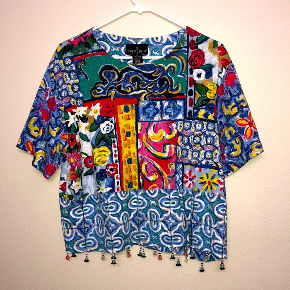 Retro Vintage 80s/90s Cropped Tshirt with beads